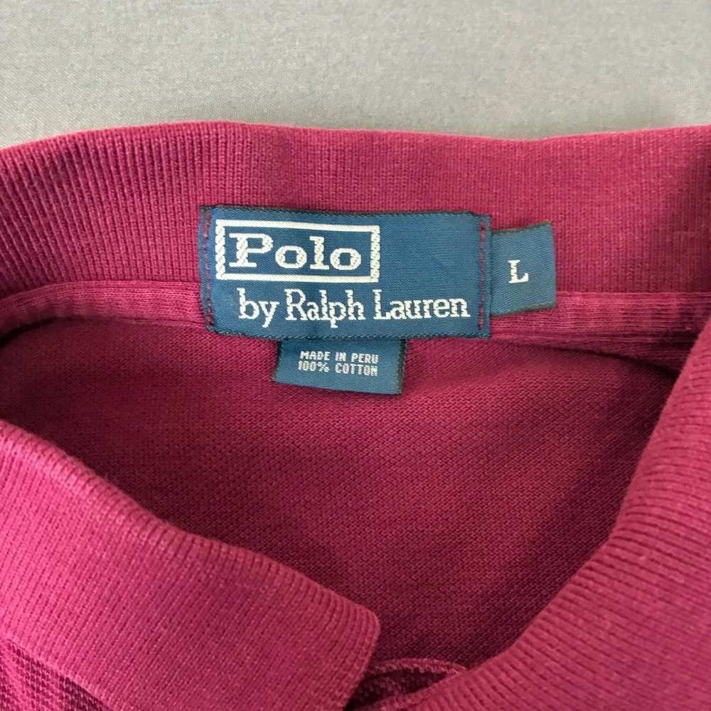 Polo Ralph Lauren Burgundy Short Sleeve Polo Shirt Men's Size Large Blue Pony